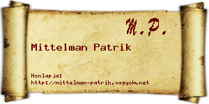 Mittelman Patrik névjegykártya